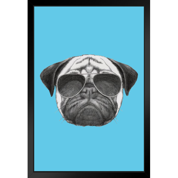 Trinx Cool Pug Dog With Sunglasses Puppy Posters For Wall Funny Dog
